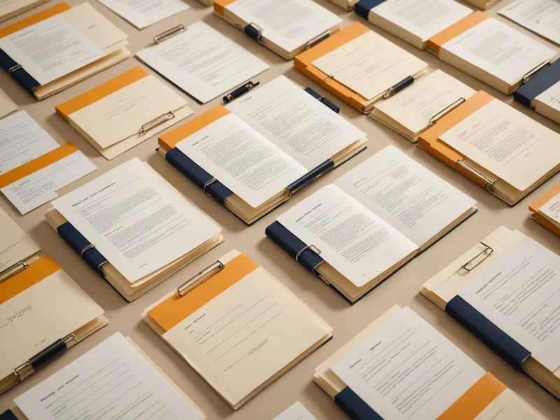 Organized policy binders and regulatory documents in a compliance department