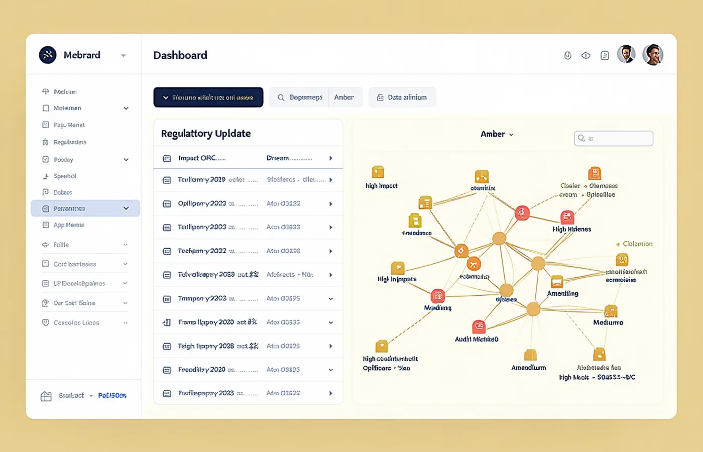 Abstract visualization of regulatory data flows and compliance mapping pipeline